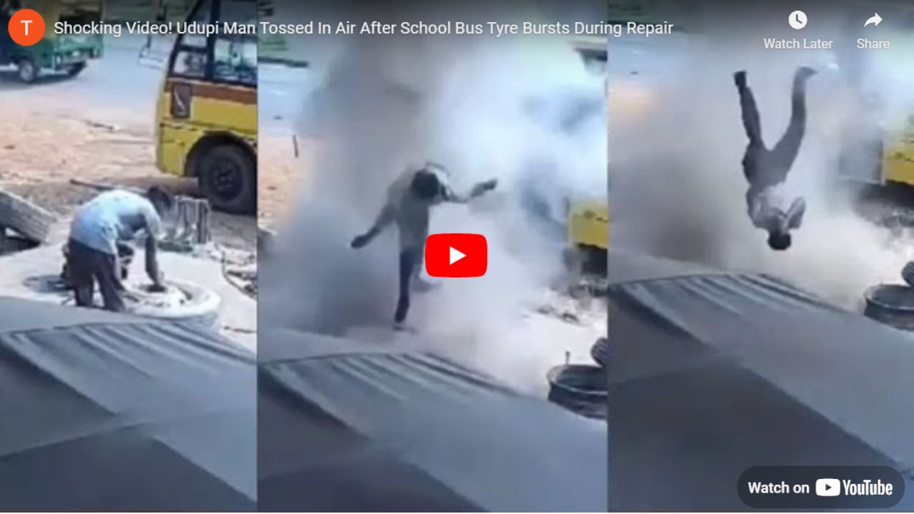 Bus tyre bursts 